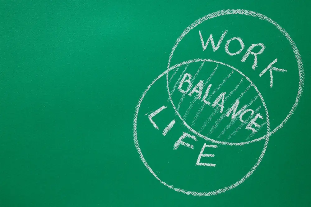 Work-life balance concept, drawing on a blackboard.